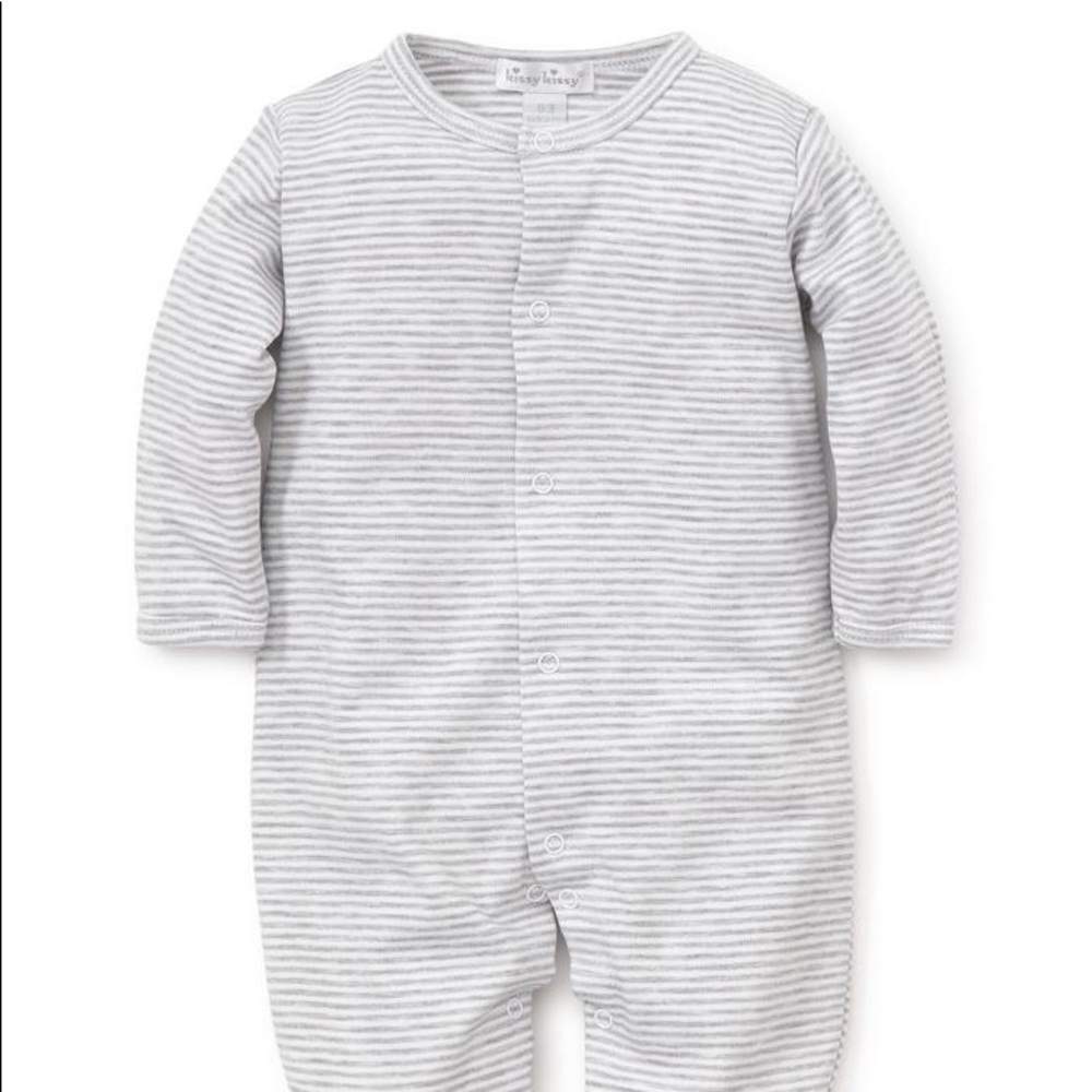Kissy Kissy | Grey Striped Footie